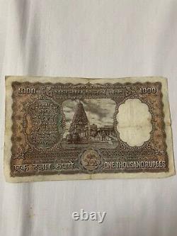 1000 RS INDIAN Old CURRENCY NOTE Signed Governor Nirmal Chandra Sen Gupta 1955