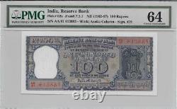 100 Rs P. C. Bhattacharya PMG 64 Pick# 62a AA/41 613885 Ind Paper Money
