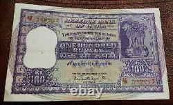 100 Rupee Pc Bhattacharya Dam Big Fafda Extra Fine Condition Strong Paper Note