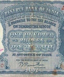 100 rupee Indian Banknote 1953 Old 100 INR Elephant note Bombay Mint G5-30