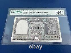 10 Rupees India 1951- P. 37b, 1st Issue Ramarao English Very Rare PMG 64 EPQ