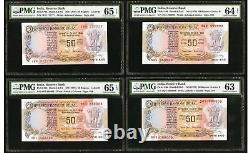 10x India 50 Rupees 1978 Solid Serial Numbers 111111-999999 Gem Uncirculated PMG