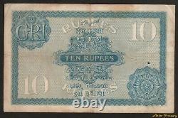 1917 British India 10 Rupees King George V P-7b Banknote Original Crisp F/vf