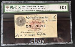 1917 British India 1 Rupee George V M M M S Gubbay Pmcs 63 Graded Rare Note