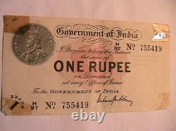 1917 India Rupee Nice EF Grade w Issues Tape Residue George V British India P-1g