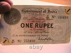 1917 India Rupee Nice EF Grade w Issues Tape Residue George V British India P-1g