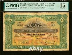 1941 Hong Kong, Mercantile Bank of India 5 Dollars PMG Fine 15