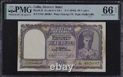 1943 India Reserve Bank 10 Rupees Pick#24 PMG 66 EPQ UNC 2