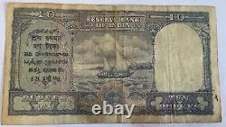 1948 Pakistan 10 Rupees British India RBI Overprint Rare