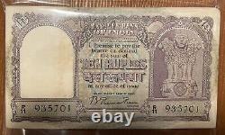 1951 India 10 Rupee Note consecutive serial number pack bundle UNC 100 Pcs
