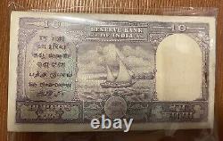 1951 India 10 Rupee Note consecutive serial number pack bundle UNC 100 Pcs