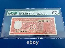 1972 ND India 20 Rupees First Orange Note Rare PMG 67 EPQ