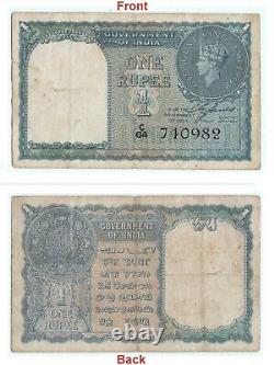1RS Banknote George VI King 1st Issue British India Sign By C. E. Jones. G5-56