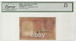 1 Rupee 1957 Government Of India Persian Gulf Note Legacy 12 Fine Lt 325
