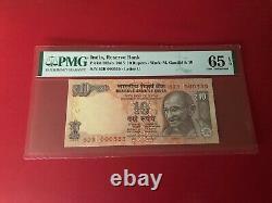 2015 India Reserve Bank 10 Rupees Pmg 65 Epq S/n Number 000555