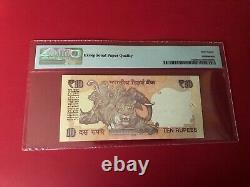 2016 India Reserve Bank 10 Rupees Pmg 67 Epq S/n Number 000555