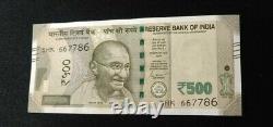 500 Rupees Note Of New Indian Currency With Serial Unique Number 667786