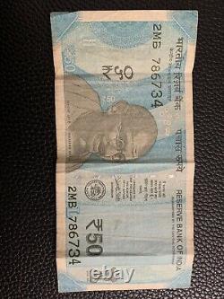 50 Rupees Indian Currency Note in 786 Series