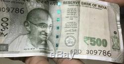 786 Holy number Ending in INDIA 500 RS Bank Note 2017 NEW