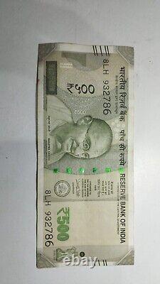 786 Special India 500 Rupee Bank Note Rs 500- circulated New Indian Currency