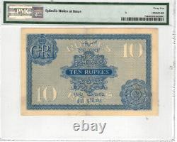 BRITISH INDIA 10 RUPEES P#7b 1917 WMK KING GEORGE V SIGN J. B. TAYLOR PMG 45