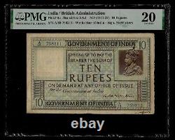 BRITISH INDIA 10 Rs, KGV 1917-30 P-5a, McWatters, RARE PMG-20