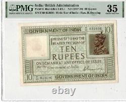 BRITISH INDIA 10 Rs P #5b 1917-30 SIGN H. DENNING PMG 35 Lt 303