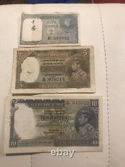 BRITISH INDIA 1,5, 10 Kgvi Notes
