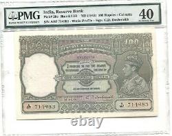 BRITISH INDIA PICK 20e 1943100 RUPEES KING GEORGE VI PMG 40