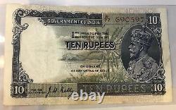 BRITISH INDIA RS Ten 10 NOTE PREFIX P SIGN J. W. Kelly EF+ George V ISSUE 1930