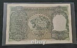 British India 100 RUPEES KGVI 1943 LARGE NOTE C. D. Deshmukh Calcutta