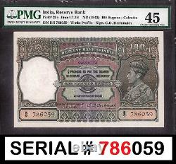British India 100 Rupees ND 1943 CALCUTTA Holy # 786059 P-20e Extra Fine PMG 45