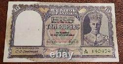 British India 10 Rupee Front Face CD Deshmukh Unc Note Strong Paper