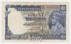 British India 10 Rupees 1928-1935 P16a J. B Taylor VF+ Elephants Rare King George