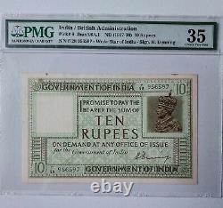 British India 10 rupees picks 6 ND (1917) PMG VF 35 grading
