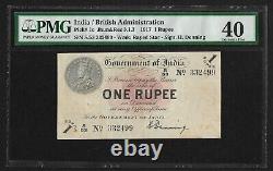 British India, 1917, 1 Rupee, PMG Extra Fine 40 H. Denning Sign Note, Pick 1c