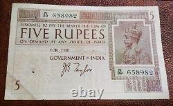 British India 1925, 5 Rupee Side Face Jb Taylor George V Minor Repair