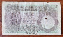 British India 5 Rs King George V signed J. W. Kelly Rare
