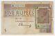 British India 5 Rupees ND 1917 1930 P4a King George V Original F Prefix J