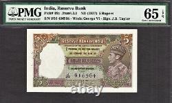 British India 5 Rupees ND (1937) KGVI Prefix Pick-18a GEM UNC PMG 65 EPQ