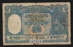 British India BURMA, 1939 100 Rupees, JB Taylor Sign, KGVI Pick #6, Peacock Note