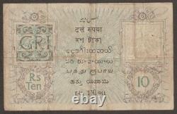 British India Banknote 10 Rupee Pick # 6 1917- XF King George V KGV