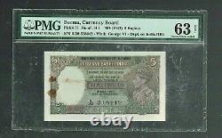 British India Burma Currency Board 5 Rs 1947 PICK#31 PMG-63 NET