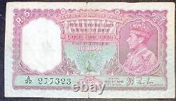 British India Burma Rs 5 Note Vf 1938 KG VI Prefix Taylor P-4 Pink. Peacock