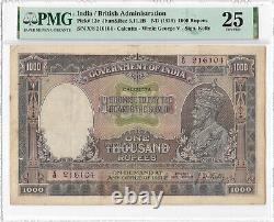 British India KG V, 1000 Rupees, Calcutta, J W kelly, pick # 12c, EX Rare