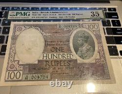 British India KG V 100 rupees Pick 10 Pmg 35