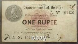 British India One Rupee Paper-Money Rarest Signature by Denning
