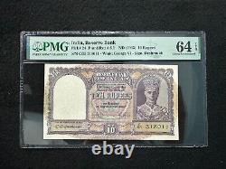 British India, PMG 64 EPQ UNC Rupees 10 Pick #24 C. D. Deshmukh