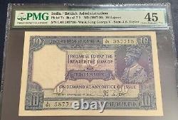 British India Pick 7b King George V Ten Rupees (10 Rupees) PMG 45