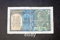 British India Re 1 Note 2nd Issue KG V Prefix A Kelly Coin 1935 KG V Watermark
